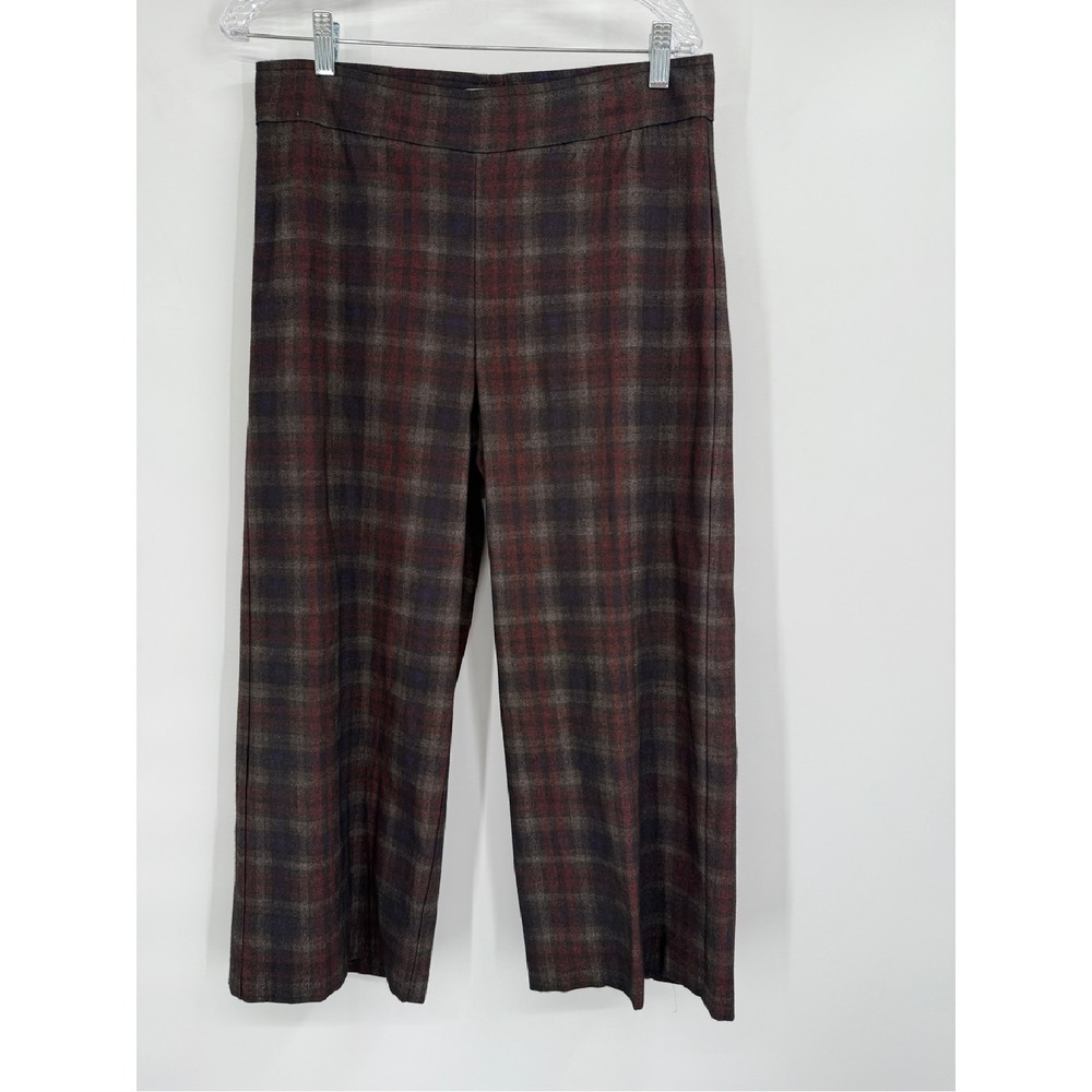 Avenue Montaigne Pants Womens Size‎ 10 Plaid Pull On Cropped Wide Leg USA
